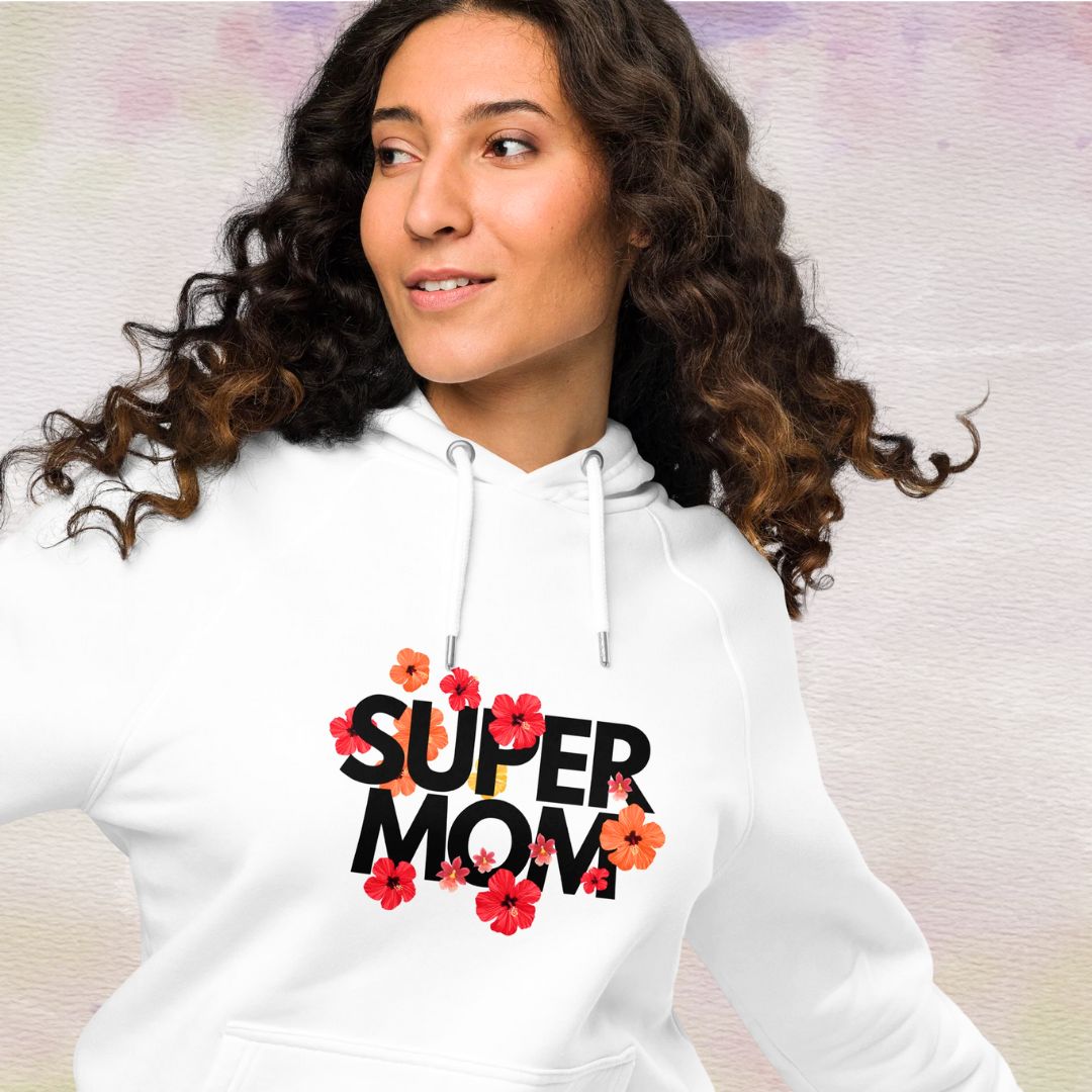 🍃 Eco raglan hoodie - Super Mom