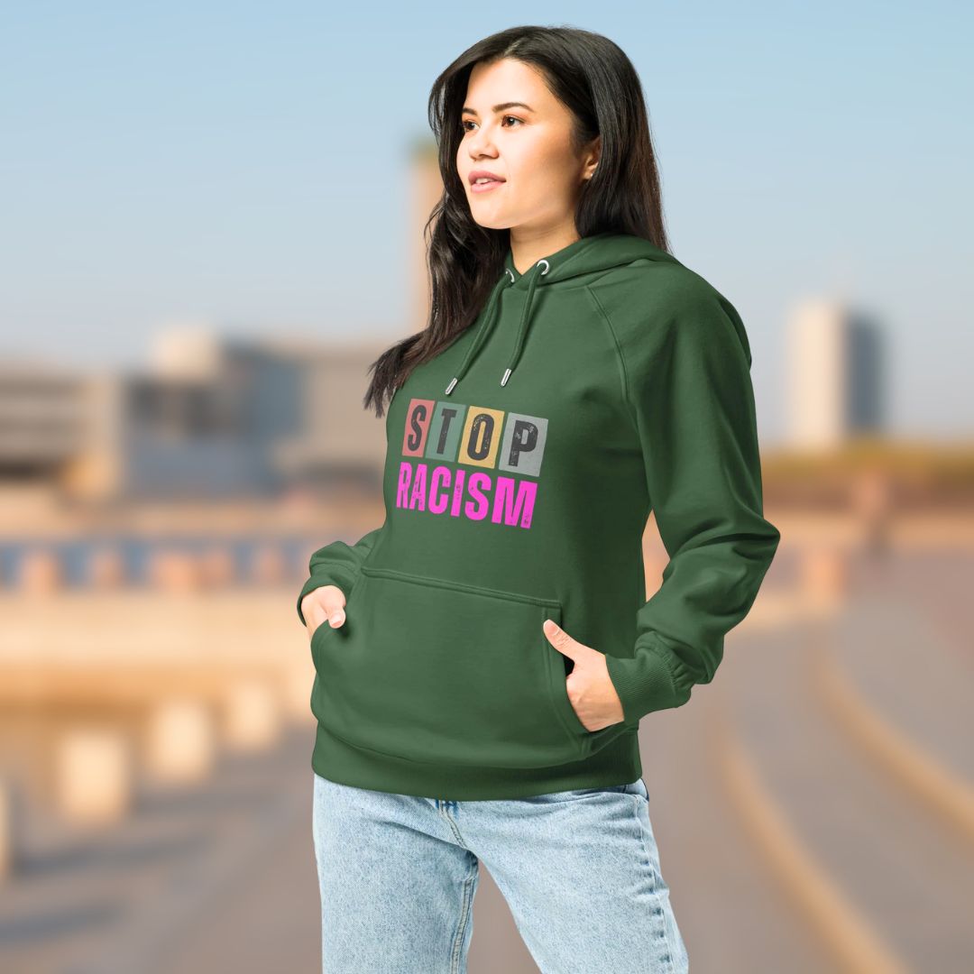 🍃 Eco raglan hoodie - Stop Racism